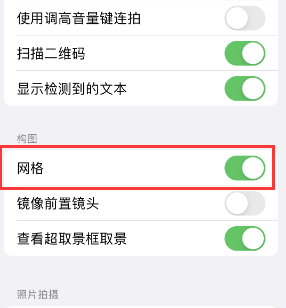 三更罗镇苹果手机维修网点分享iPhone如何开启九宫格构图功能 